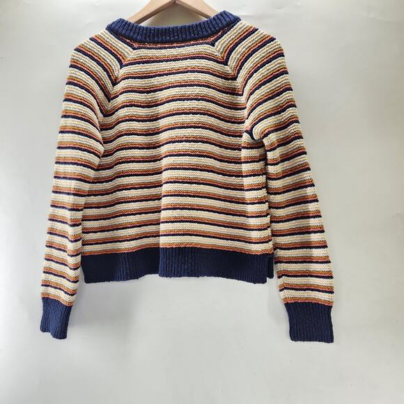 Madewell Arden V-Neck Crop Pullover Sweater Womens Small Multi Striped Knit - Picture 5 of 12